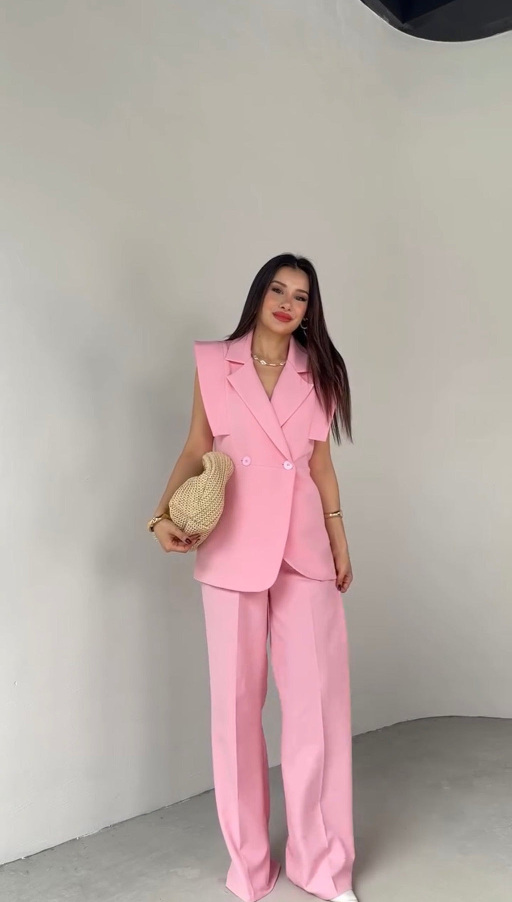 Méndez Blanco — Conjunto Blazer Sin Mangas y Pierna Ancha | Blanco Total