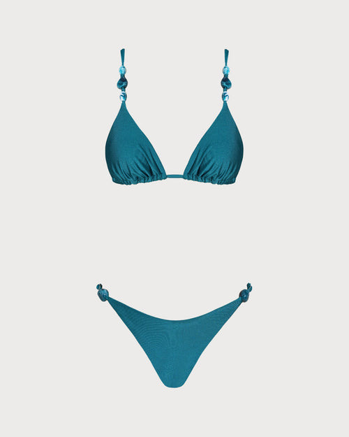 ALBA | Bikini triangular fruncido con brillos