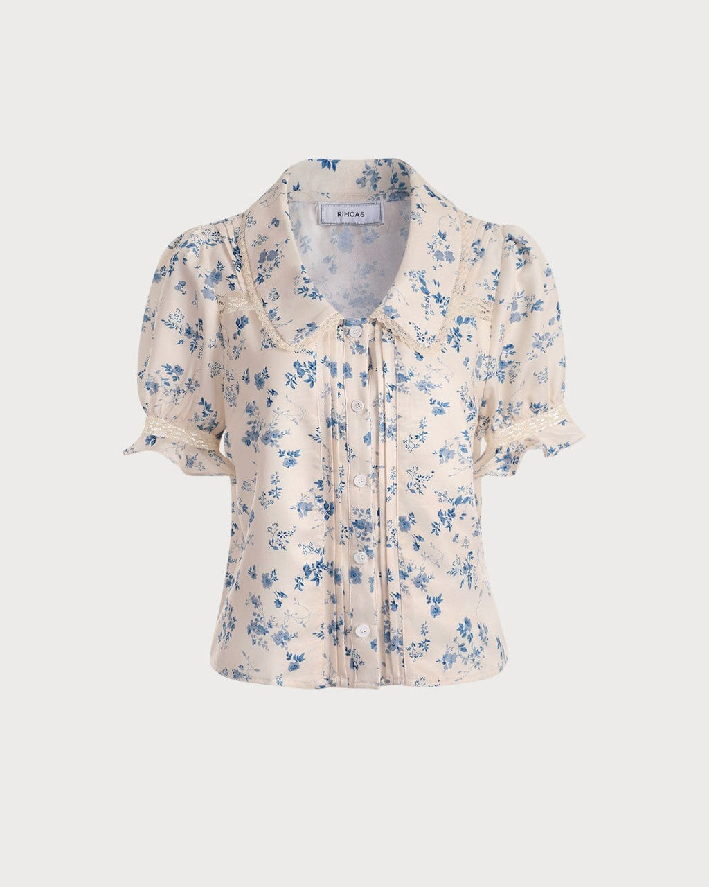 ALICIA | Camisa floral plisada con inserciones de encaje
