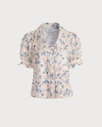 ALICIA | Camisa floral plisada con inserciones de encaje