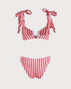 Pink Striped Bikini Set
