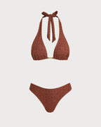 Brown Jacquard Three-Piece Set