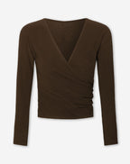 MIRIAM | Camiseta con cuello envolvente marrón