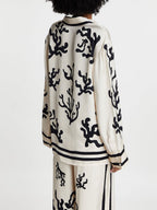Black Coral Print Button-Up Shirt