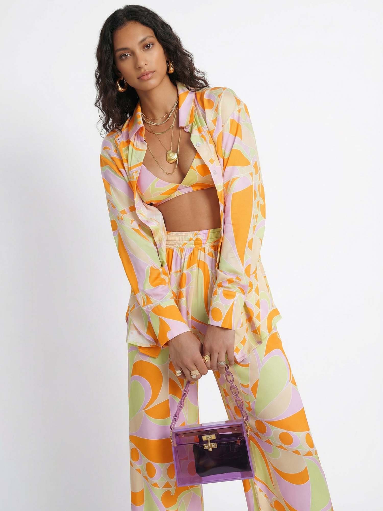 Tropical Beach Graphic Print Button-Up Shirt