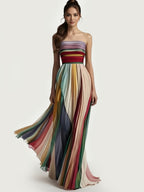 Striped Strapless Maxi Dress