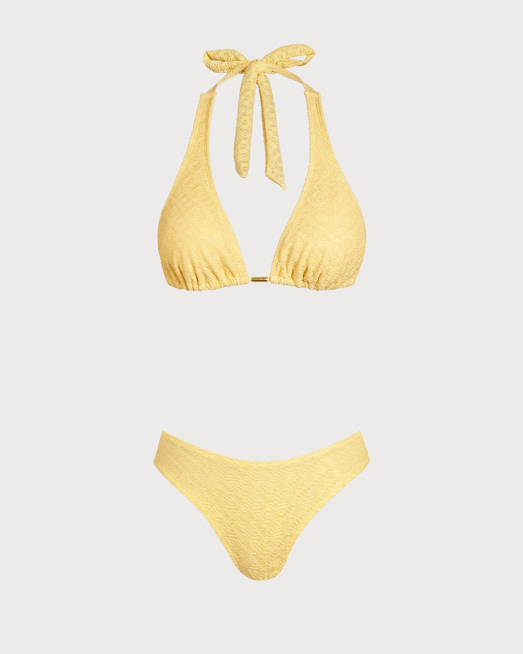 Yellow Jacquard Textured Bikini Set