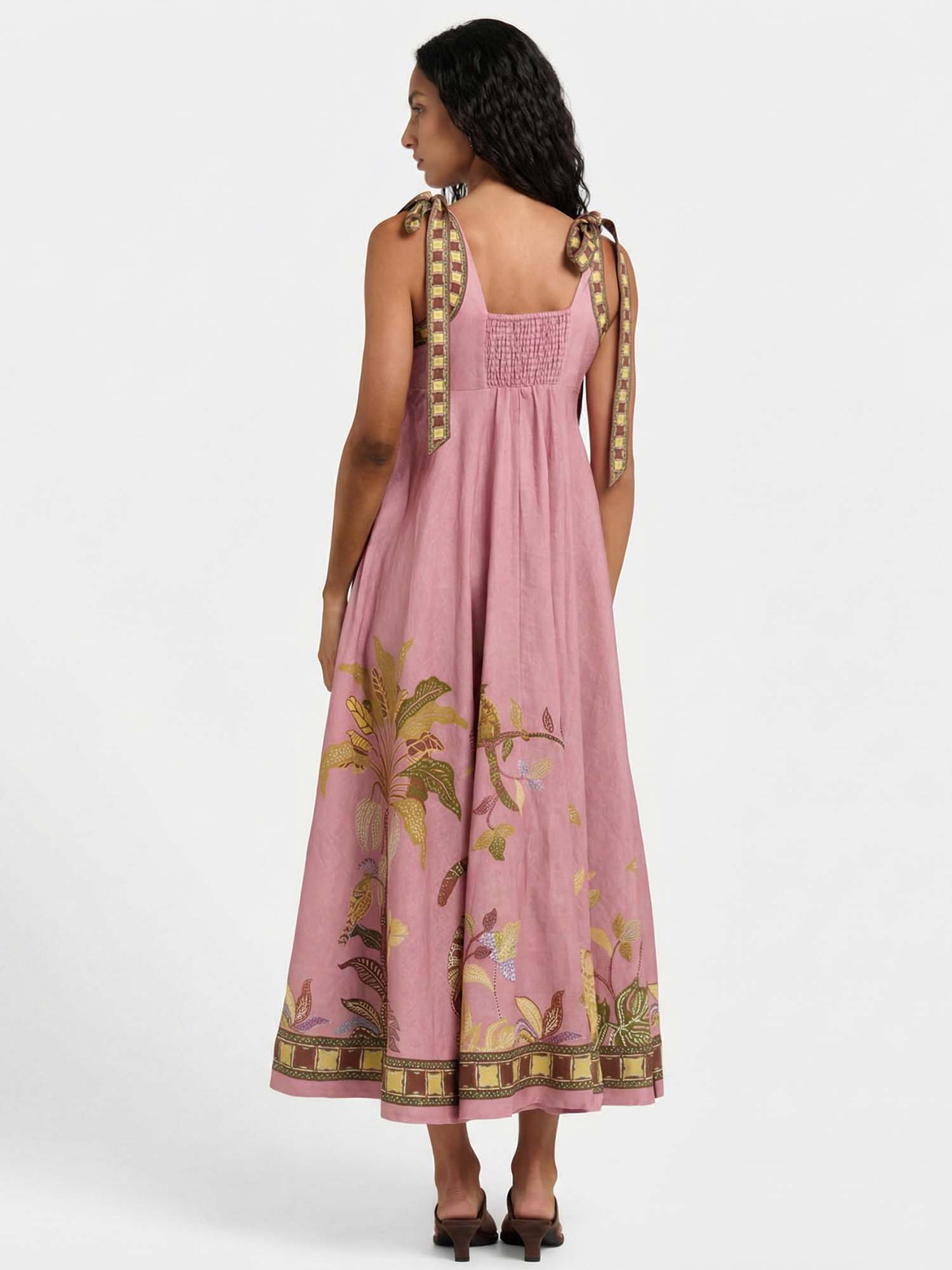 Blush Tropic Whisper Shoulder Tie Midi Dress