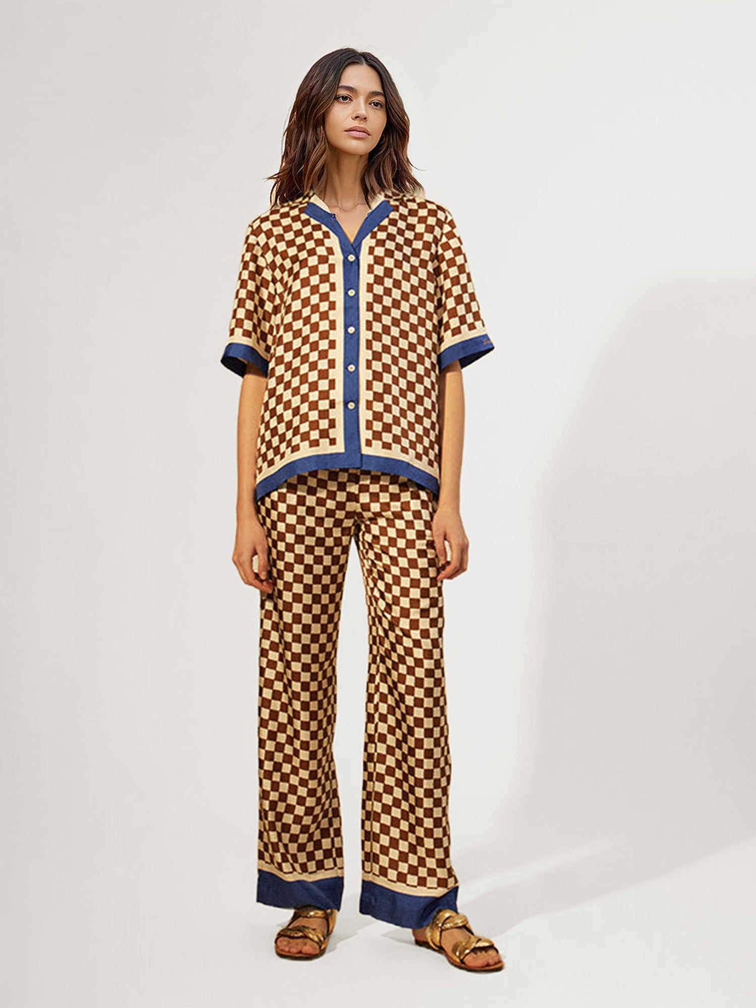LOURDES | Camisa de cuadros con ribete en contraste