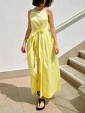 Yellow Belted Midi Dress