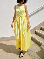Yellow Belted Midi Dress