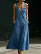 Vera | Lungo abito in denim con bottoni