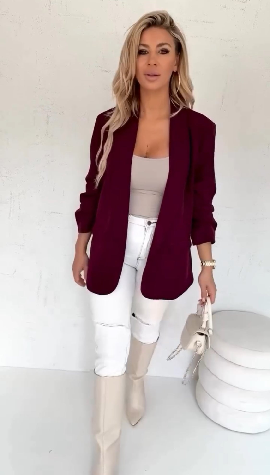 Zoe — Blazer Oversize con Manga Drapeada | Alta Costura Urbana
