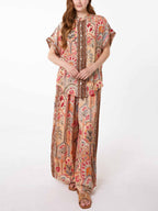 MARIELA | Camisa paisley en terracota con manga abullonada
