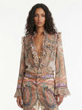 DIANA | Blusa paisley con volantes y manga amplia
