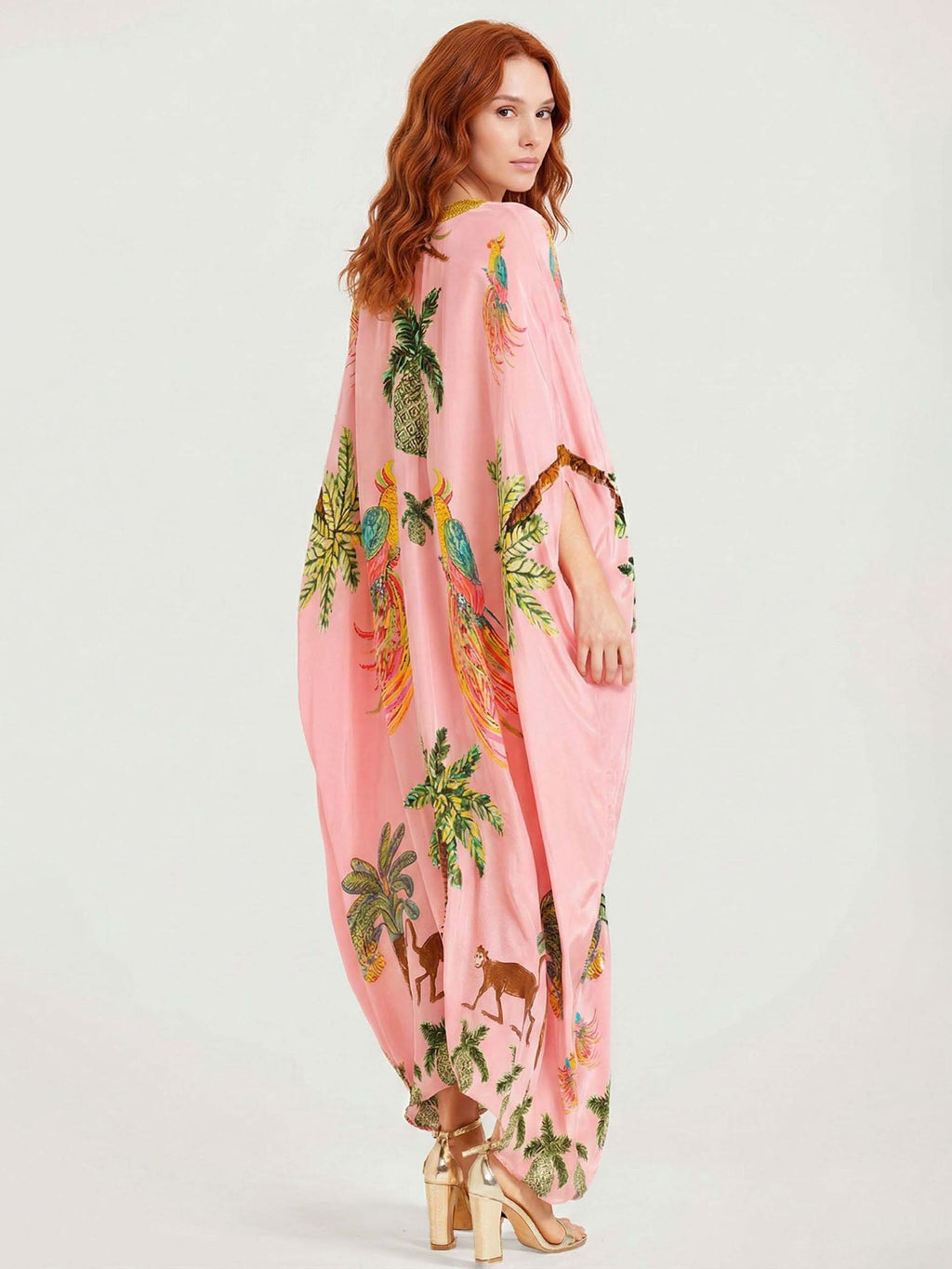Black/Pink Parrot Print Maxi Dress