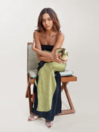 Abstract Floral Print Strapless Maxi Dress