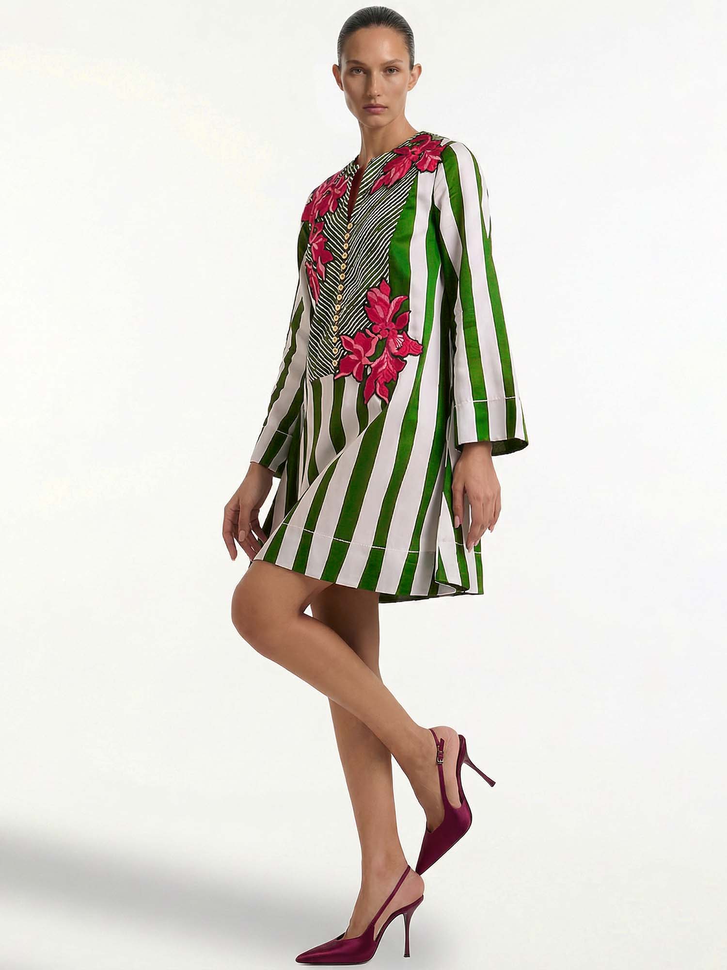 RITA | Vestido corto de rayas verdes