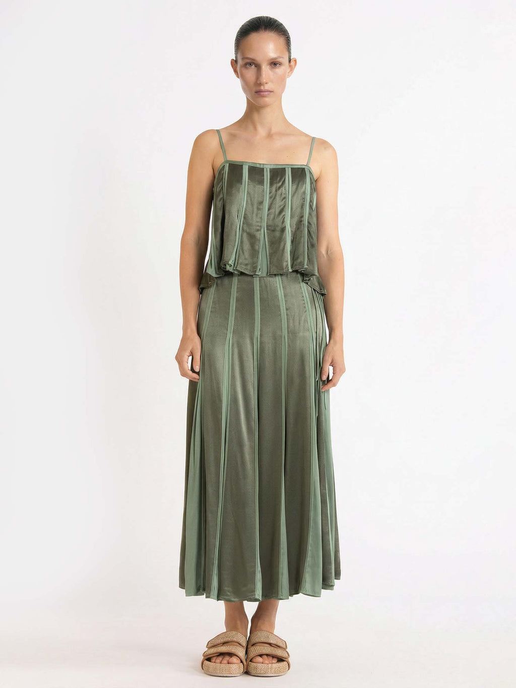 SORAYA | Top con pliegues en verde salvia
