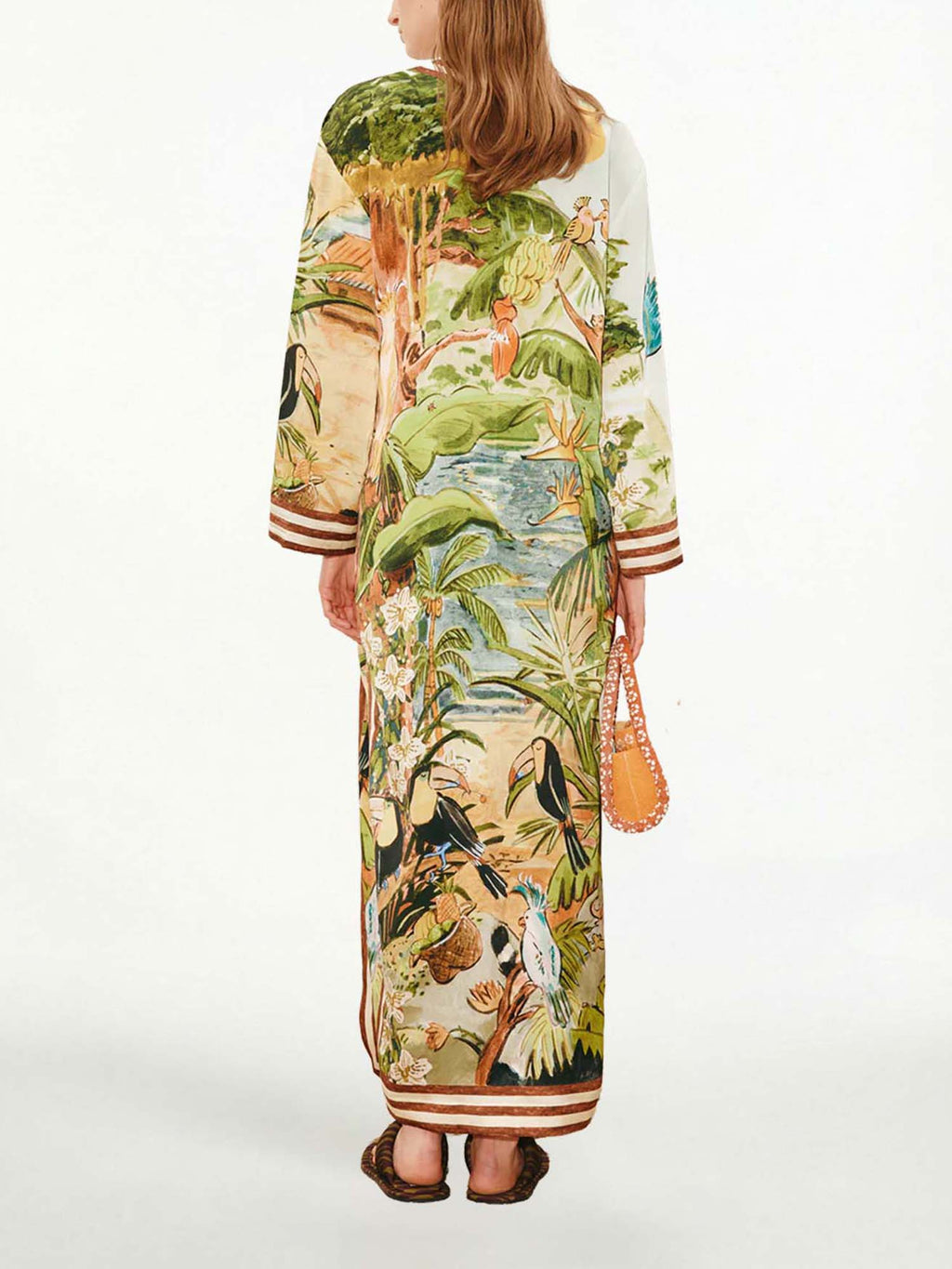 CELESTE | Vestido largo tropical con manga kimono y abertura