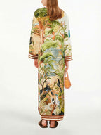 CELESTE | Vestido largo tropical con manga kimono y abertura
