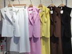 Méndez Blanco — Conjunto Blazer Sin Mangas y Pierna Ancha | Blanco Total
