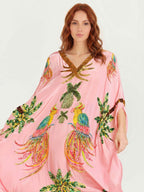 Black/Pink Parrot Print Maxi Dress