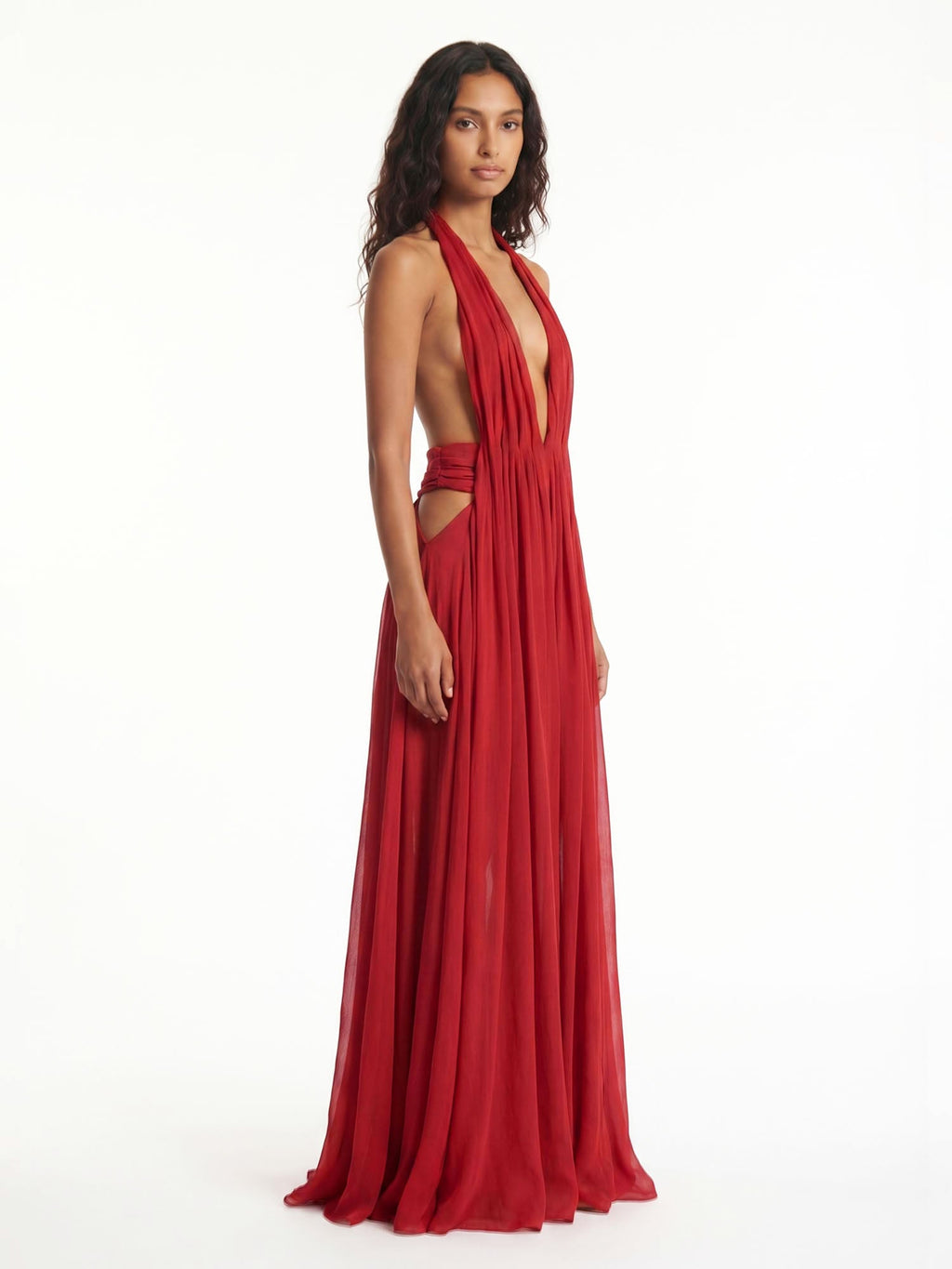 PENÉLOPE | Vestido largo halter con escote profundo