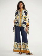 Geometric Print Wide-Leg Pants