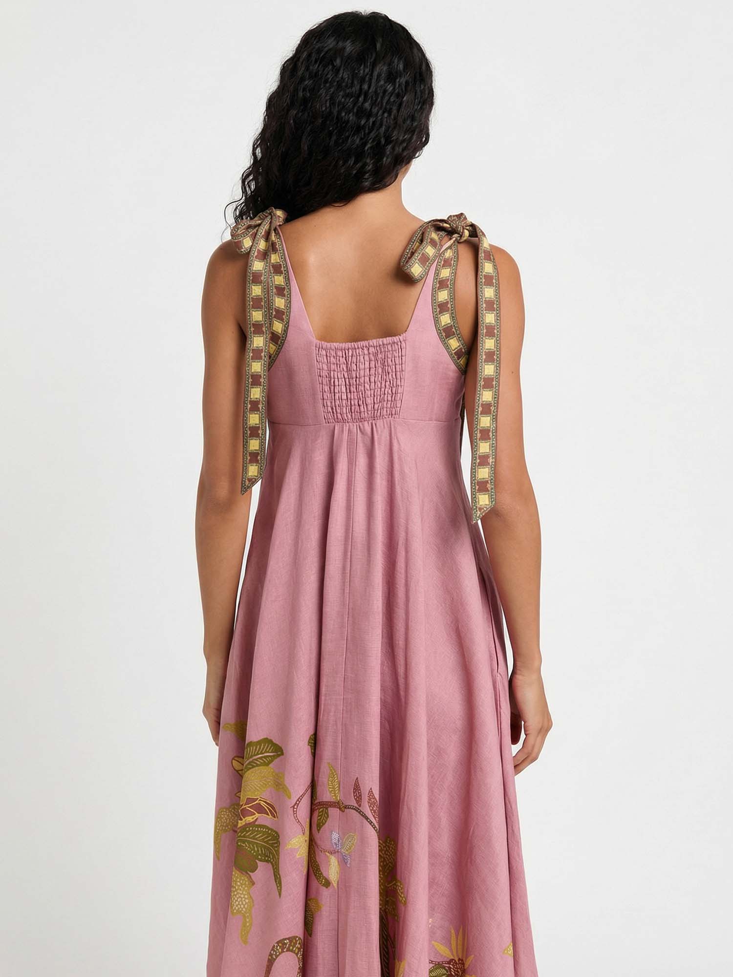 Blush Tropic Whisper Shoulder Tie Midi Dress