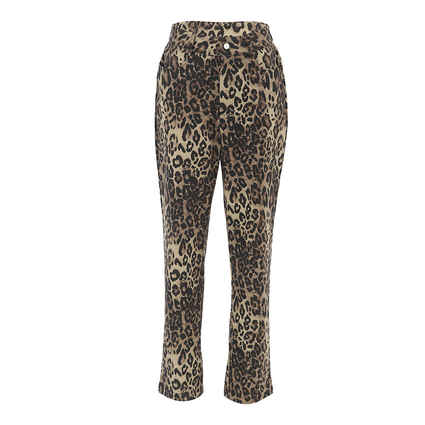 Jungla — Pantalón Recto Cintura Alta Leopardo | Mujer Felina