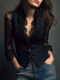 SELENA | Elegante blusa de encaje con chaleco entallado