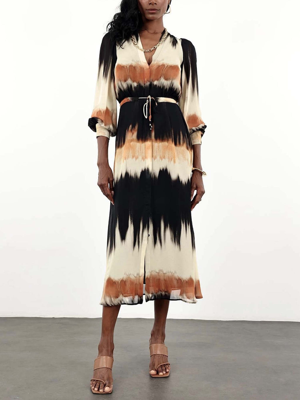 Ombre Wrap Belted Midi Dress