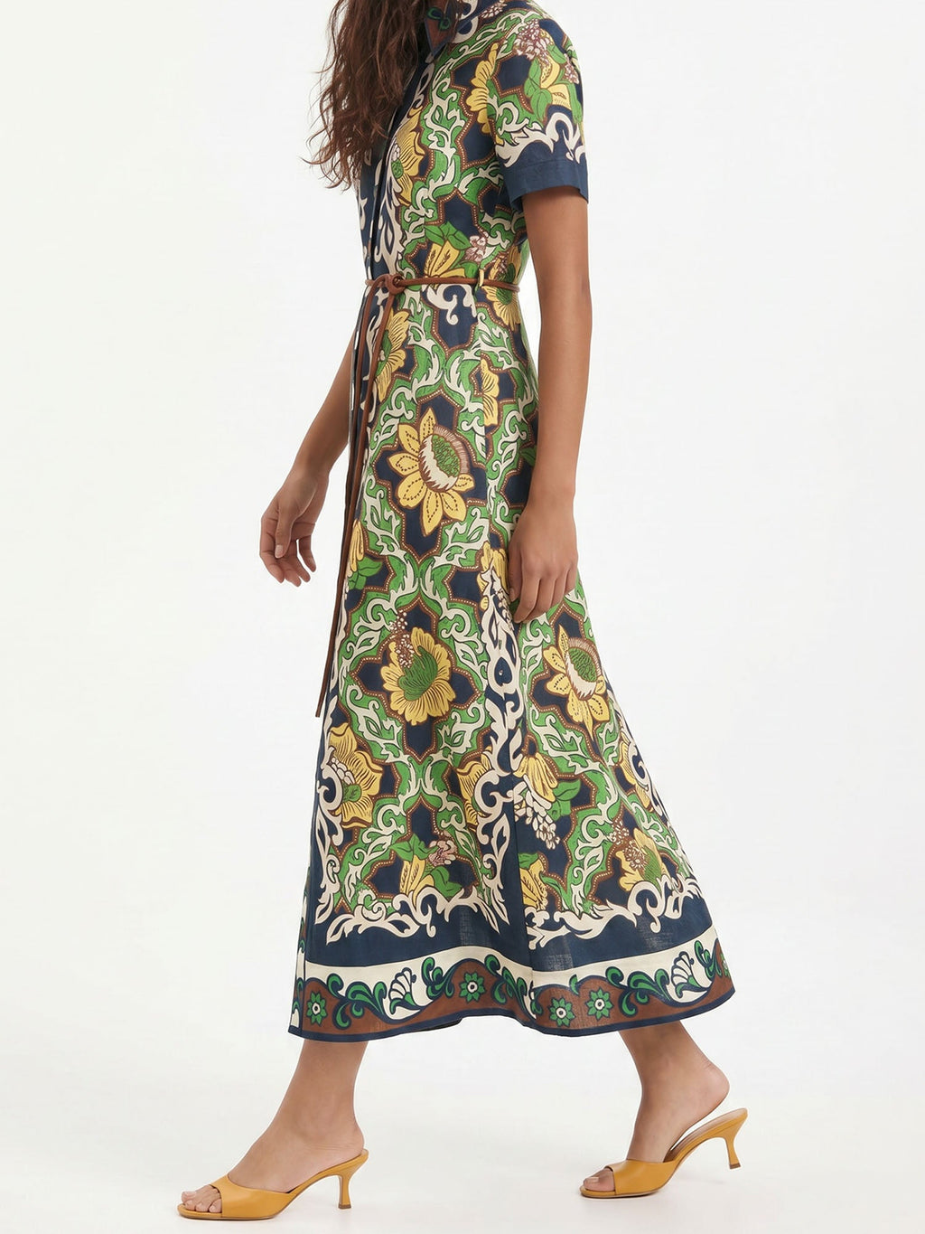 AZUCENA | Vestido con botones y cenefa botánica