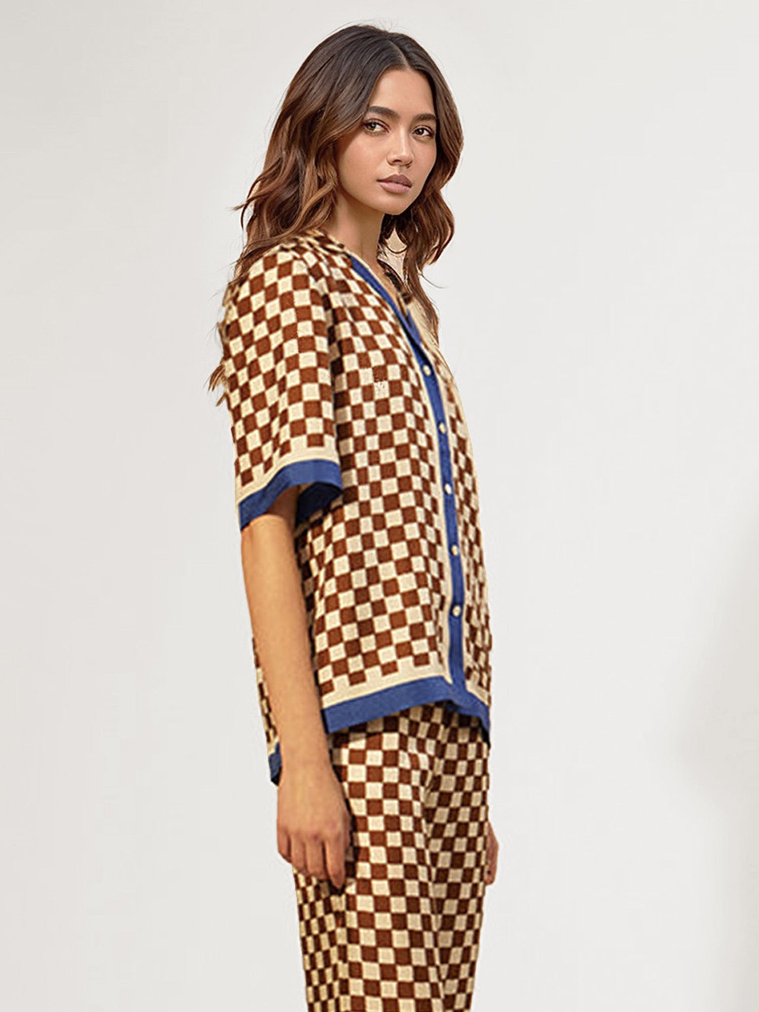 LOURDES | Camisa de cuadros con ribete en contraste