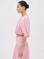 ROSAURA | Top corto drapeado en rosa empolvado