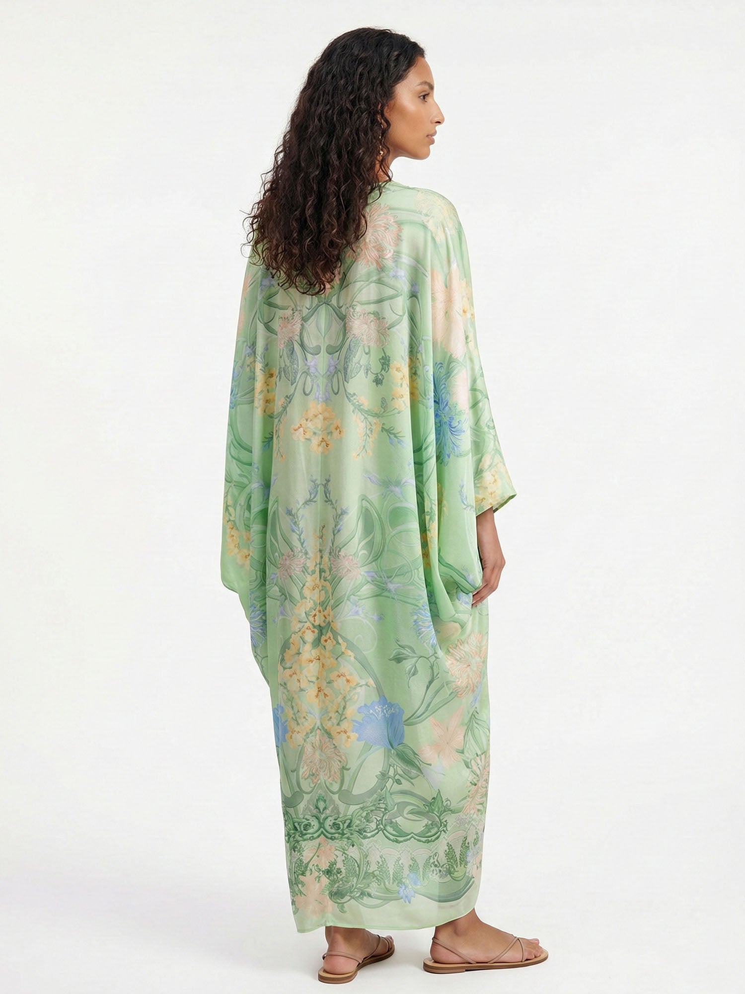 Green Floral Plunge Maxi Dress