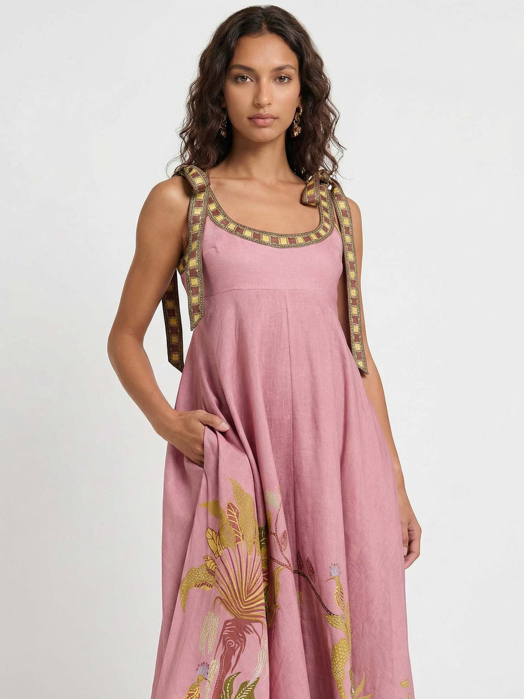 Blush Tropic Whisper Shoulder Tie Midi Dress