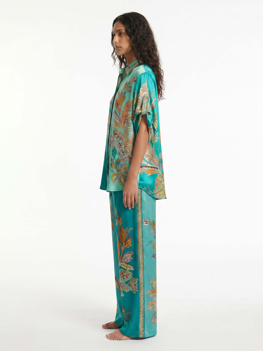 Emerald Botanical Flowing Pants