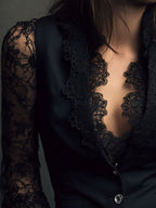 SELENA | Elegante blusa de encaje con chaleco entallado