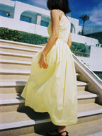 Yellow Belted Midi Dress