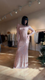 MICAELA | vestido de lentejuelas rosa y dorado