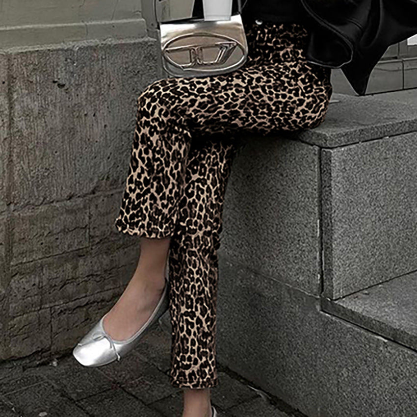 Jungla — Pantalón Recto Cintura Alta Leopardo | Mujer Felina