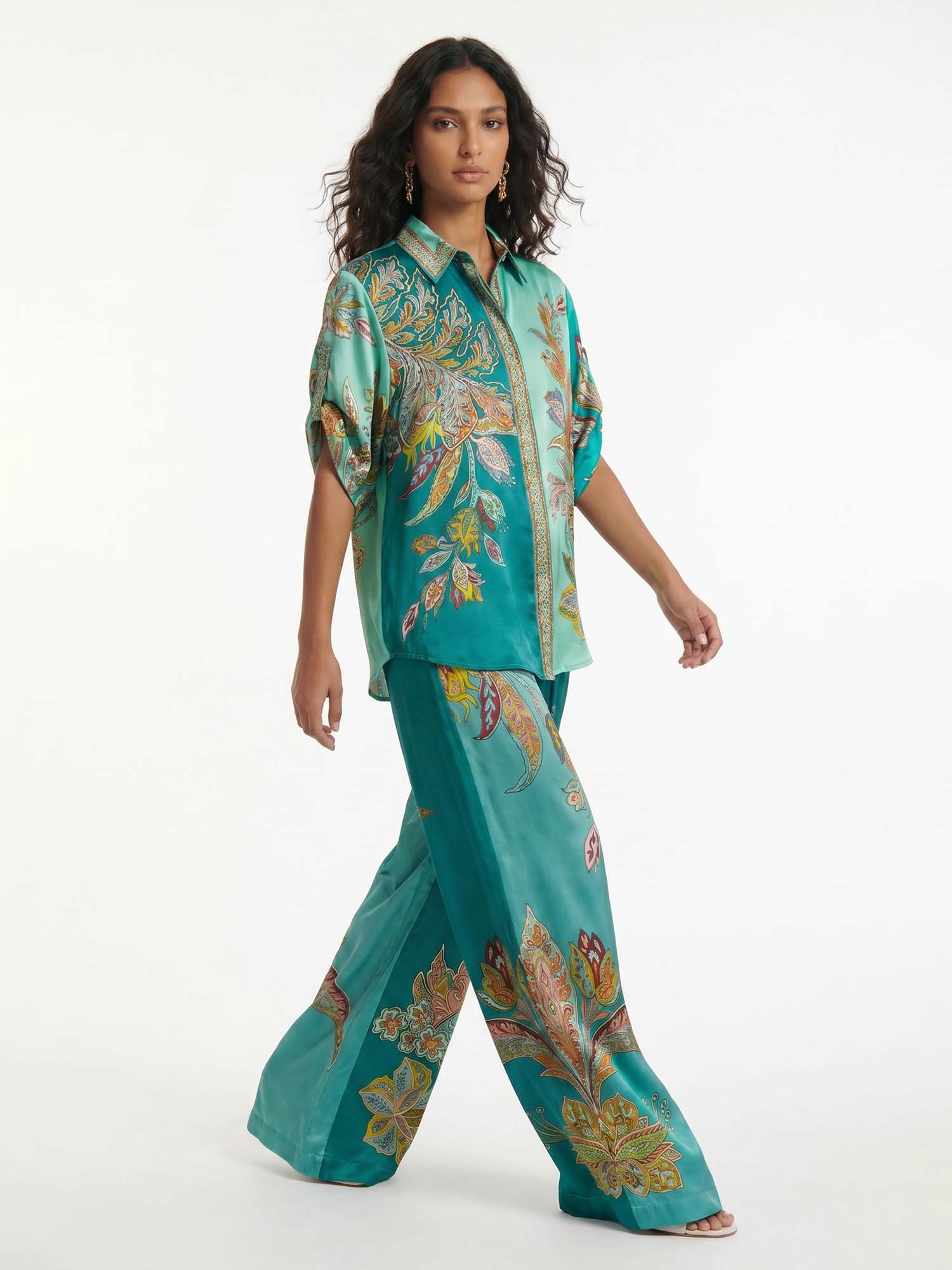Emerald Botanical Button-Up Shirt