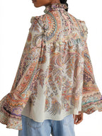 DIANA | Blusa paisley con volantes y manga amplia