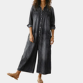 Diana | Vintage jumpsuit in denim cotone morbido lavato con bottoni