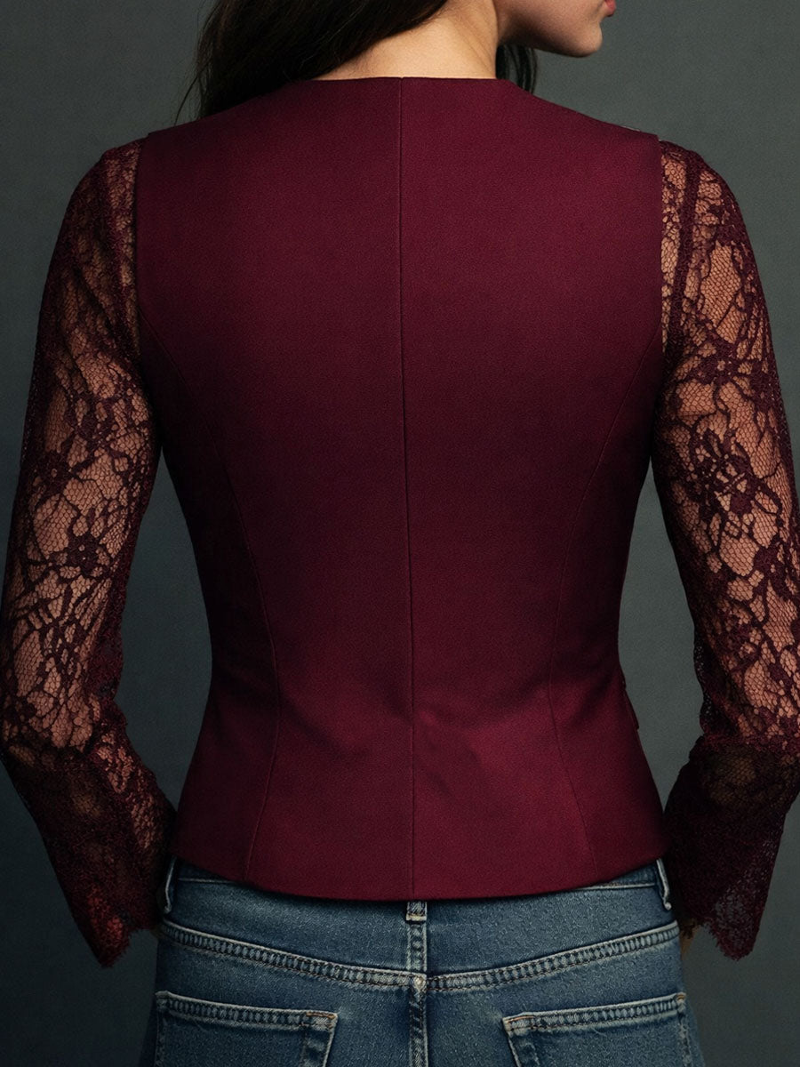 SELENA | Elegante blusa de encaje con chaleco entallado