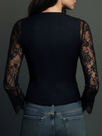 SELENA | Elegante blusa de encaje con chaleco entallado
