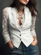 SELENA | Elegante blusa de encaje con chaleco entallado