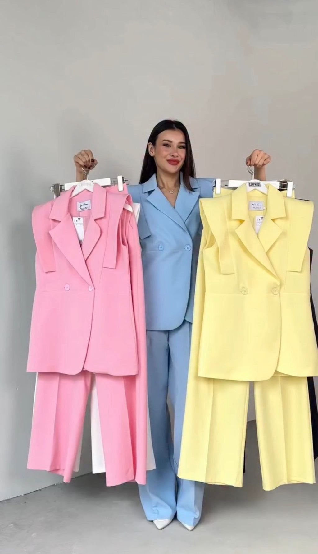 Méndez Blanco — Conjunto Blazer Sin Mangas y Pierna Ancha | Blanco Total